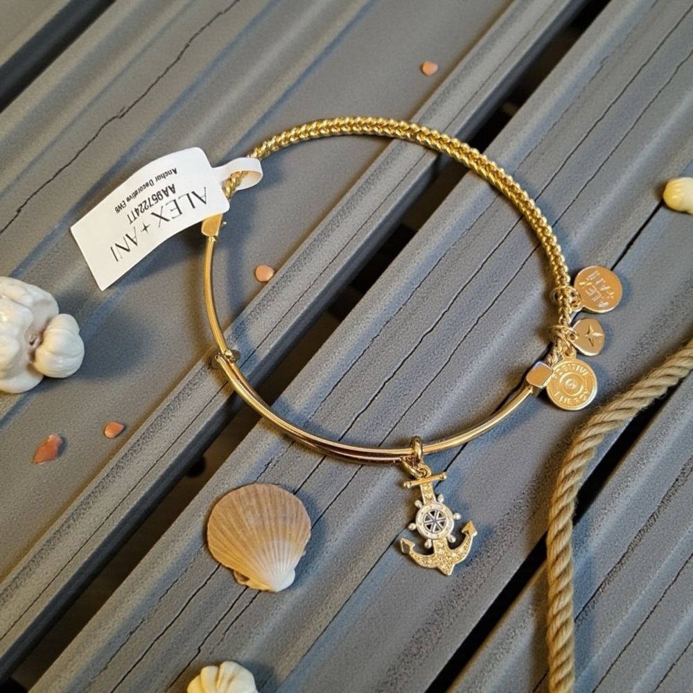 ⚓️ALEX AND ANI⚓️Two-Tone Textured Anchor Charm Bangle/NWT